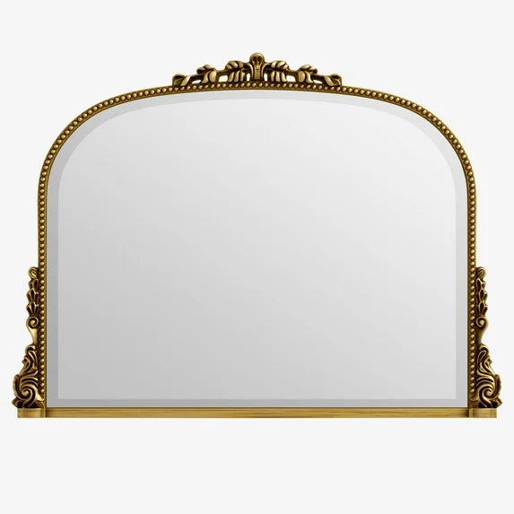 BEAUTYPEAK 36"x 27" Arched Vanity Mirror Vintage Decor Mirror Wall Mounted, Antique Gold